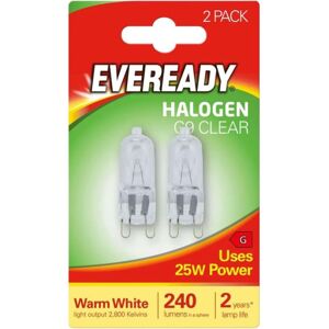Eveready Mains Voltage G9 25W Halogen Capsule Bulb Lamp 2 Pack Eveready Mains Voltage G9 25W Halogen Capsule Bulb Lamp 2 Pack