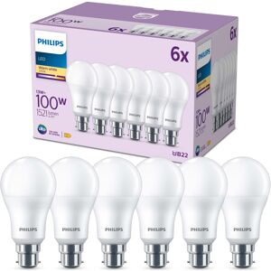 Philips LED Frosted A60 Light Bulb 6 Pack Warm White 2700K B22 Bayonet Cap Philips LED Frosted A60 Light Bulb 6 Pack Warm White 2700K B22 Bayonet Cap