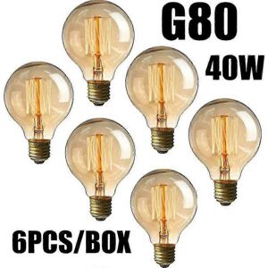 Unbranded Pack of 6 E27 40W Incandescent Bulbs, Edison G80 Model, Warm White, 220V, New 20 Unbranded Pack of 6 E27 40W Incandescent Bulbs, Edison G80 Model, Warm White, 220V, New 20