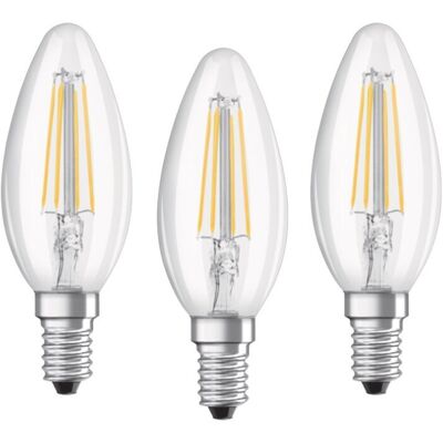 Osram Candle Shape Base Classic B LED Lamp, Cool White, E14, 4 W, Set of 3 Osram Candle Shape Base Classic B LED Lamp, Cool White, E14, 4 W, Set of 3