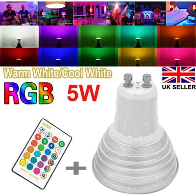 Unbranded (RGB+White 5700K) 4X GU10 5W 16 Color Changing RGB Dimmable LED Spot Light Bulbs Unbranded (RGB+White 5700K) 4X GU10 5W 16 Color Changing RGB Dimmable LED Spot Light Bulbs