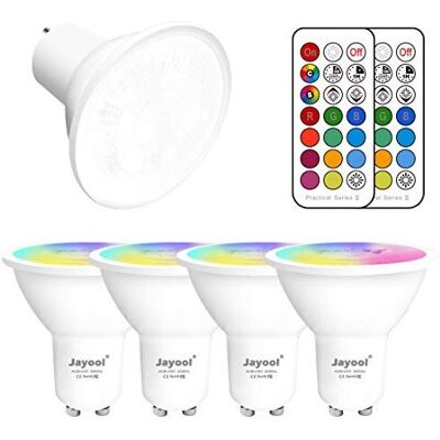 Jayool GU10 LED Bulbs, Dimmable 5W Colour Changing Spot Light Bullb with Remote, RGB + Jayool GU10 LED Bulbs, Dimmable 5W Colour Changing Spot Light Bullb with Remote, RGB +