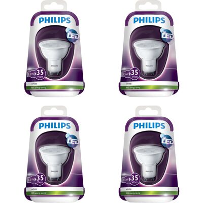 Philips 35W GU10 ** 4 Pack ** Bulbs 3000K White Philips 35W GU10 ** 4 Pack ** Bulbs 3000K White
