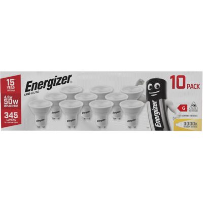 Energizer GU10 LED Bulbs Warm White 3000K Light Bulb Pack of 10 – 50W Halogen Sp Energizer GU10 LED Bulbs Warm White 3000K Light Bulb Pack of 10 – 50W Halogen Sp