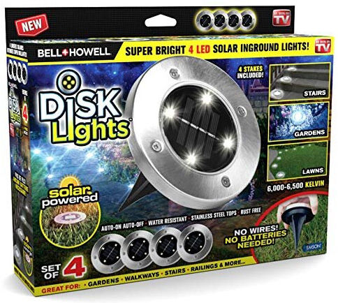 Bell+Howell Disk Lights Solar Ground Lights - Upgraded Wireless Auto On/Off Sola