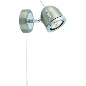 Searchlight 1 Light Satin Silver And Chrome Spot With White Pull Switch Searchlight 1 Light Satin Silver And Chrome Spot With White Pull Switch
