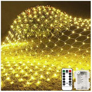 CCILAND 1.5m x 1.5m Garden Net Lights String Warm White, Battery 100 LED Fairy Lights Wa CCILAND 1.5m x 1.5m Garden Net Lights String Warm White, Battery 100 LED Fairy Lights Wa