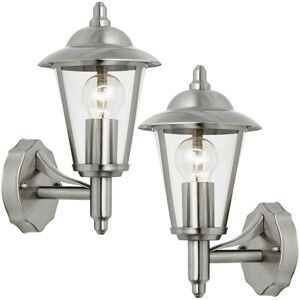 Loops 2 PACK IP44 Outdoor Wall Lamp Stainless Steel Traditional Lantern Porch Uplight Loops 2 PACK IP44 Outdoor Wall Lamp Stainless Steel Traditional Lantern Porch Uplight