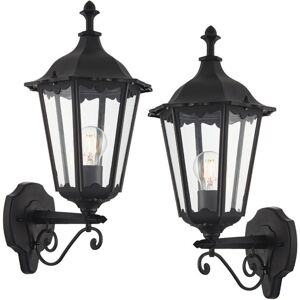 Loops 2 PACK IP44 Outdoor Wall Light Matt Black & Glass Traditional Lantern Dimmable Loops 2 PACK IP44 Outdoor Wall Light Matt Black & Glass Traditional Lantern Dimmable