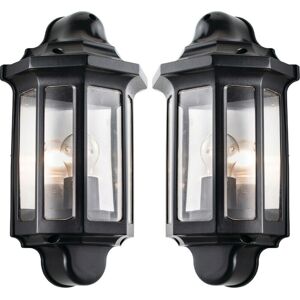 Loops 2 PACK IP44 Outdoor Wall Light Satin Black Half Traditional Dimmable Porch Lamp Loops 2 PACK IP44 Outdoor Wall Light Satin Black Half Traditional Dimmable Porch Lamp