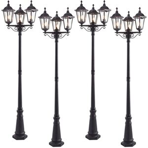 Loops 4 PACK Outdoor Lantern Lamp Post Matt Black & Glass 2.3m Tall 3 Light Bollard Loops 4 PACK Outdoor Lantern Lamp Post Matt Black & Glass 2.3m Tall 3 Light Bollard