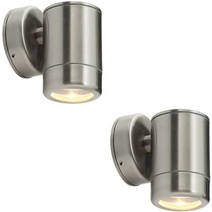 Loops 2 PACK Outdoor IP65 Wall Downlight - Dimmable 7W LED GU10 - Stainless Steel Loops 2 PACK Outdoor IP65 Wall Downlight - Dimmable 7W LED GU10 - Stainless Steel