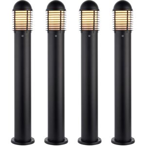 Loops 4 PACK Outdoor Bollard Post Light - 60W E27 GLS - 1000mm Height - Matt Black Loops 4 PACK Outdoor Bollard Post Light - 60W E27 GLS - 1000mm Height - Matt Black