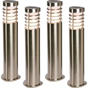 Loops 4 PACK Modern Outdoor Stainless Steel Post Light - 10.5W E27 LED - 500mm Height Loops 4 PACK Modern Outdoor Stainless Steel Post Light - 10.5W E27 LED - 500mm Height