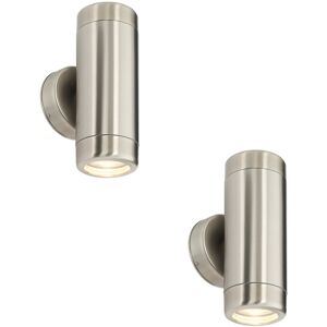 Loops 2 PACK Up & Down Twin Outdoor Wall Light - 2 x 7W GU10 LED - Stainless Steel Loops 2 PACK Up & Down Twin Outdoor Wall Light - 2 x 7W GU10 LED - Stainless Steel