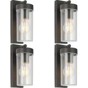 Loops 4 PACK Modern Outdoor IP44 Wall Lantern Light - 15W E27 GLS LED - Dimmable Loops 4 PACK Modern Outdoor IP44 Wall Lantern Light - 15W E27 GLS LED - Dimmable