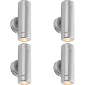 Loops 4 PACK Up & Down Twin Outdoor Wall Light - 2 x 7W LED GU10 - Stainless Steel Loops 4 PACK Up & Down Twin Outdoor Wall Light - 2 x 7W LED GU10 - Stainless Steel