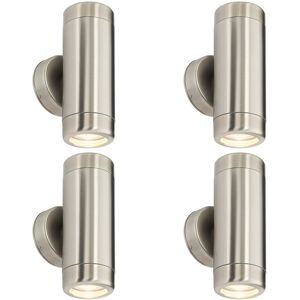 Loops 4 PACK Up & Down Twin Outdoor Wall Light - 2 x 7W GU10 LED - Stainless Steel Loops 4 PACK Up & Down Twin Outdoor Wall Light - 2 x 7W GU10 LED - Stainless Steel