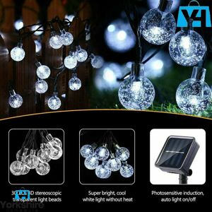 Yorkshire Homeware Ltd (10m CRYSTAL BALL WHITE LIGHT) 50 Led Retro Bulb Ball Solar Light Outdoor Garden Yorkshire Homeware Ltd (10m CRYSTAL BALL WHITE LIGHT) 50 Led Retro Bulb Ball Solar Light Outdoor Garden
