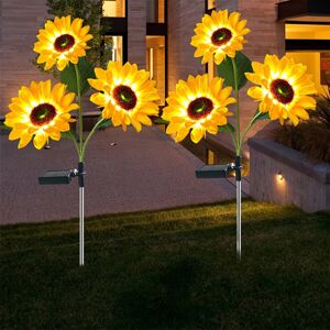 FLEMYE (WARM WHITE, 2PCS 3HEAD) LED Solar Simulation Sunflower Lights Garden Yard Lawn FLEMYE (WARM WHITE, 2PCS 3HEAD) LED Solar Simulation Sunflower Lights Garden Yard Lawn