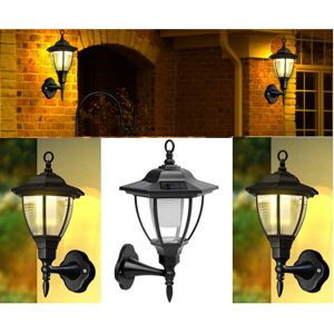 Solarize® Pack of 2 Black Victorian Coach Lamp Lantern Solar Lights LED Wall Sol Solarize® Pack of 2 Black Victorian Coach Lamp Lantern Solar Lights LED Wall Sol