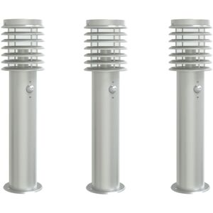 vidaXL Outdoor Floor Lamp 3 pcs Sensor Stainless Steel Weatherproof - Outdoor Floor Light vidaXL Outdoor Floor Lamp 3 pcs Sensor Stainless Steel Weatherproof - Outdoor Floor Light