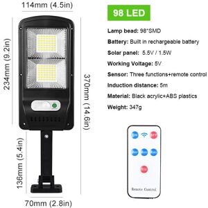 GreenZech (98LED) LED Solar Power Street Light PIR Motion Sensor Wall Lamp w/Remote Waterp GreenZech (98LED) LED Solar Power Street Light PIR Motion Sensor Wall Lamp w/Remote Waterp
