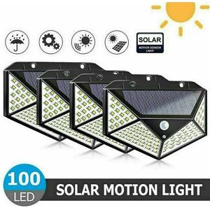 Unbranded (As show, One size) 4x 100led Solar Power Pir Motion Sensor Wall Lights Outdoor Unbranded (As show, One size) 4x 100led Solar Power Pir Motion Sensor Wall Lights Outdoor