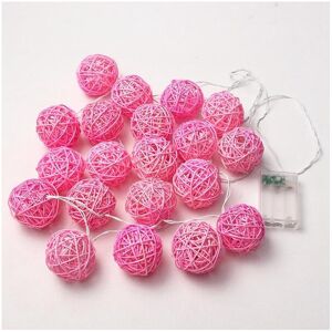 GreenZech (Pink) Battery Powered 20 LED Rattan Ball String Light Home Garden Fairy Lamp We GreenZech (Pink) Battery Powered 20 LED Rattan Ball String Light Home Garden Fairy Lamp We