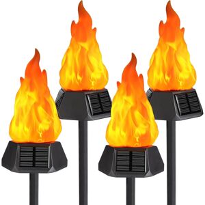 Five Leaf (4 Pack-Flame shape, Warm White) 4 Pack Solar Flickering Dancing Flame Lights Pu Five Leaf (4 Pack-Flame shape, Warm White) 4 Pack Solar Flickering Dancing Flame Lights Pu
