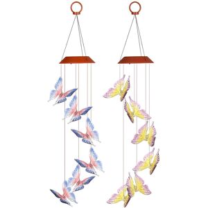 GreenZech (Purple Yellow Butterfly) Solar Powered LED Wind Chime Light Hanging Color-Chang GreenZech (Purple Yellow Butterfly) Solar Powered LED Wind Chime Light Hanging Color-Chang