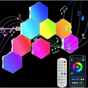 CLOSKYE (8pcs LED Lights) RGB LED Hexagonal Light Panel, Hexagonal Smart Wall Light Game CLOSKYE (8pcs LED Lights) RGB LED Hexagonal Light Panel, Hexagonal Smart Wall Light Game