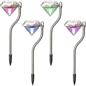 Unbranded Solar Garden Lights, Stainless Steel Color Changing Diamond Solar Lights, Solar Unbranded Solar Garden Lights, Stainless Steel Color Changing Diamond Solar Lights, Solar
