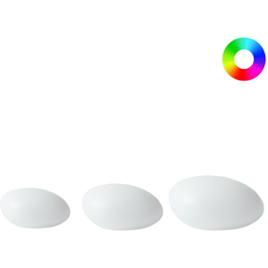 Beliani Set of 3 Outdoor LED Decorative Lamps FARALLON with Remote White Beliani Set of 3 Outdoor LED Decorative Lamps FARALLON with Remote White