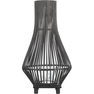 Beliani Lantern LEYTE Bamboo Wood 58 cm Black Beliani Lantern LEYTE Bamboo Wood 58 cm Black