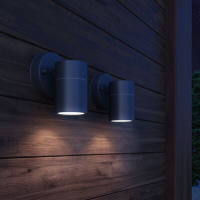 vidaXL 2x Outdoor Wall Lights Stainless Steel Downwards Black Garden Lamp vidaXL 2x Outdoor Wall Lights Stainless Steel Downwards Black Garden Lamp