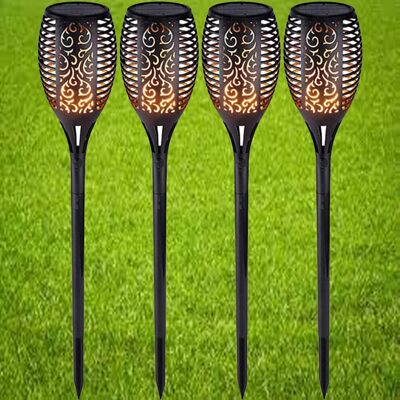 Yorkshire Homeware Ltd (4 Lights) 12 LED Solar Garden Flame Light Flickering LED Torch Lamp Outdoor Wat Yorkshire Homeware Ltd (4 Lights) 12 LED Solar Garden Flame Light Flickering LED Torch Lamp Outdoor Wat