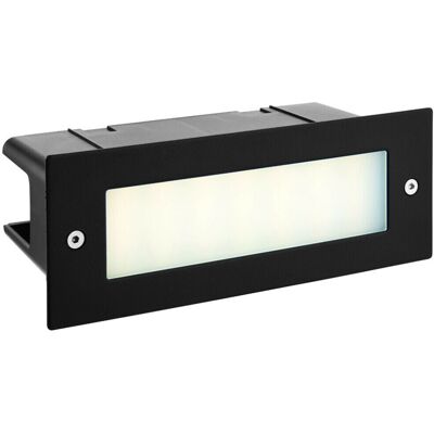 Loops IP44 LED Full Brick Light Textured Black & Plain Frosted Glass 3.5W Cool White Loops IP44 LED Full Brick Light Textured Black & Plain Frosted Glass 3.5W Cool White