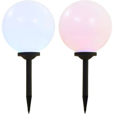 vidaXL Outdoor Solar Lights 2pcs RGB Spherical 30cm - Outdoor Solar Lights vidaXL Outdoor Solar Lights 2pcs RGB Spherical 30cm - Outdoor Solar Lights