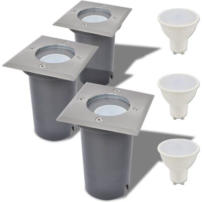 vidaXL Garden Square Outdoor LED Ground Lights 3 pcs vidaXL Garden Square Outdoor LED Ground Lights 3 pcs