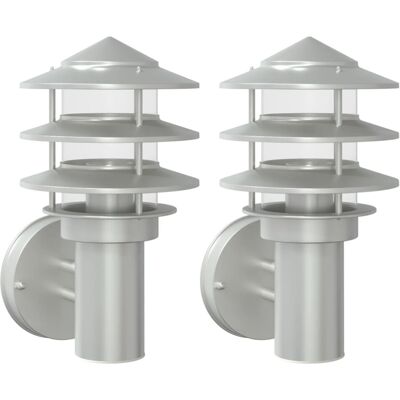 vidaXL Silver Outdoor Wall Light 2 pcs - Weatherproof, Durable vidaXL Silver Outdoor Wall Light 2 pcs - Weatherproof, Durable