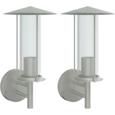 vidaXL Silver Stainless Steel Outdoor Wall Lights - Wall Lamps Garden Lanterns vidaXL Silver Stainless Steel Outdoor Wall Lights - Wall Lamps Garden Lanterns