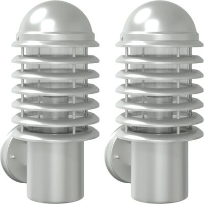 vidaXL Outdoor Wall Lights - Stainless Steel, 2 pcs - Wall Light vidaXL Outdoor Wall Lights - Stainless Steel, 2 pcs - Wall Light