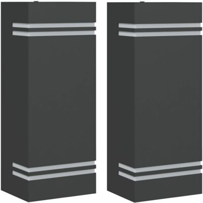 vidaXL Outdoor Wall Lights 2pcs Black Stainless Steel - Wall Lights vidaXL Outdoor Wall Lights 2pcs Black Stainless Steel - Wall Lights