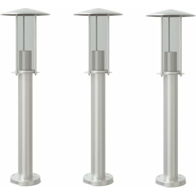vidaXL Outdoor Floor Lamps 3pcs Silver 60 cm - Floor Lamps vidaXL Outdoor Floor Lamps 3pcs Silver 60 cm - Floor Lamps