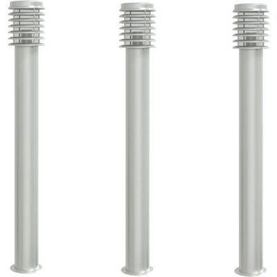 vidaXL Outdoor Floor Lamp 3 pcs Silver 110cm Stainless Steel - Floor Lamp vidaXL Outdoor Floor Lamp 3 pcs Silver 110cm Stainless Steel - Floor Lamp