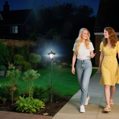 Outsunny Solar Garden Post Light - Black - IP44 - Garden & Pathway Outsunny Solar Garden Post Light - Black - IP44 - Garden & Pathway
