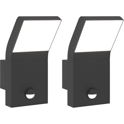 vidaXL Black Outdoor LED Wall Lights with Sensor - Outdoor Wall Lamps vidaXL Black Outdoor LED Wall Lights with Sensor - Outdoor Wall Lamps