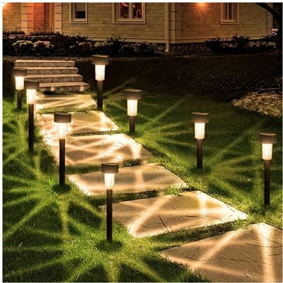 Xerteam (Warm Light) 10pcs Solar-Powered LED Garden Lights - IP44 Semi-Flush Mount, Warm Xerteam (Warm Light) 10pcs Solar-Powered LED Garden Lights - IP44 Semi-Flush Mount, Warm