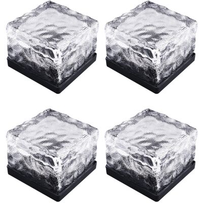 VILLCASE 4pcs solar glass brick lights, waterproof led for garden, patio, lawn VILLCASE 4pcs solar glass brick lights, waterproof led for garden, patio, lawn